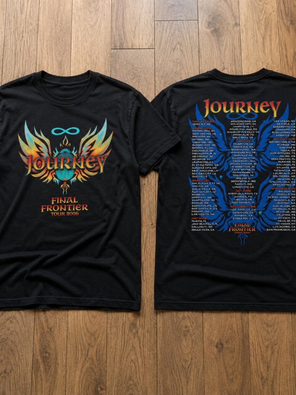 Journey Final Frontier Tour 2026 Double Sided Black Concert Reprint T-Shirt